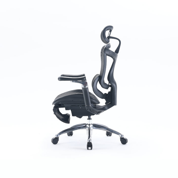 High back ergonomic office chair with adjustable headrest – Furnitech-Lb
