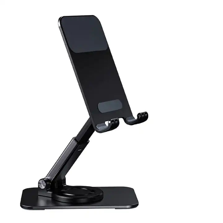 Tablet-compatible metal phone holder with anti-slip base