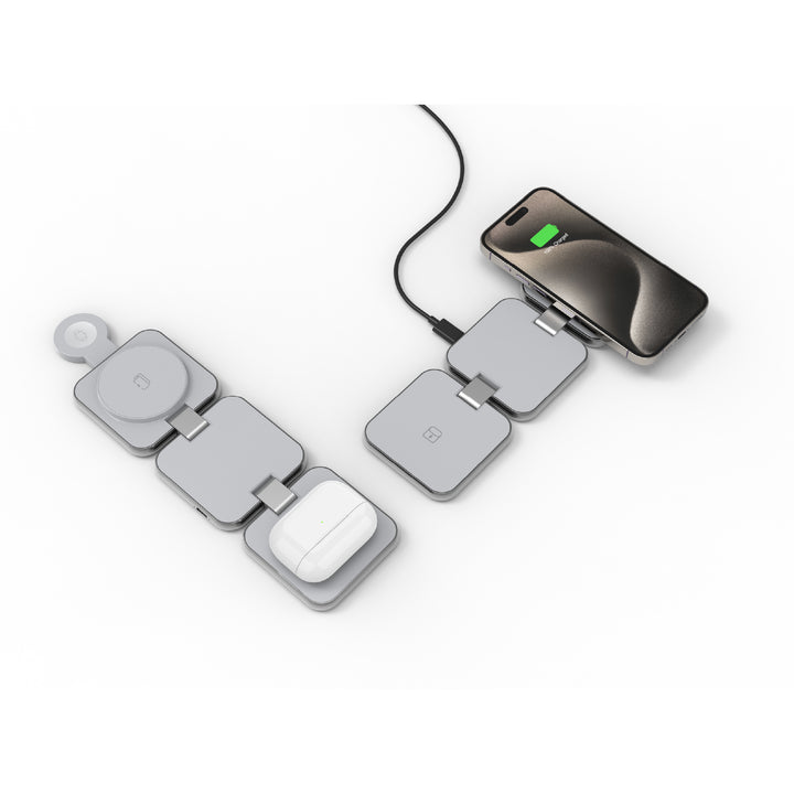 Compact foldable Apple charging dock – S21 Gray charger Lebanon