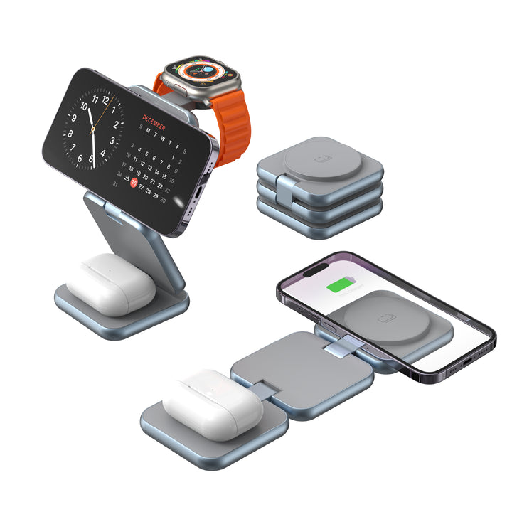 S21 gray 3-in-1 foldable wireless charger for Apple devices in Lebanon
